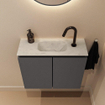 MONDIAZ TURE-DLUX 60cm toiletmeubel Dark Grey. EDEN wastafel Opalo positie midden. Met 1 kraangat. SW1104256