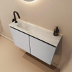 MONDIAZ TURE-DLUX 80cm toiletmeubel Plata. EDEN wastafel Opalo positie links. Met 1 kraangat. SW1104523