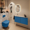 MONDIAZ TURE-DLUX 100cm toiletmeubel Jeans. EDEN wastafel Glace positie links. Zonder kraangat. SW1103374