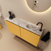 MONDIAZ TURE-DLUX 100cm toiletmeubel Ocher. EDEN wastafel Glace positie rechts. Met 1 kraangat. SW1103377