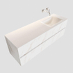 MONDIAZ VICA Badkamermeubelset - 150cm - 2 lades - wasbak Cloud rechts - 0 kraangaten - solid surface carrara marmer SW410250