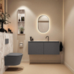 MONDIAZ TURE-DLUX 120cm toiletmeubel Dark Grey. EDEN wastafel Glace positie midden. Met 1 kraangat. SW1103251