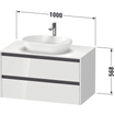 Duravit Ketho 2 wastafelonderbouwkast incl. consoleplaat met 2 laden 100x55x56.8cm met handgrepen antraciet eiken zwart mat SW772843