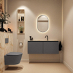 MONDIAZ TURE-DLUX 120cm toiletmeubel Dark Grey. EDEN wastafel Frappe positie midden. Met 1 kraangat. SW1102795