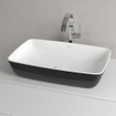 Villeroy & Boch Artis opzetwastafel rechthoekig 58x38x12.5cm zonder kraangat zonder overloop coal black SW68847