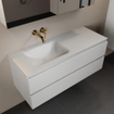 Mondiaz Aivy badmeubelset - 120x45x50cm - 0 kraangaten - 1 wasbak talc Solid surface - Links - 2 lades - Met spiegelkast - MDF Talc SW892220
