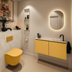 MONDIAZ TURE-DLUX 100cm toiletmeubel Ocher. EDEN wastafel Ostra positie rechts. Met 1 kraangat. SW1104940
