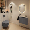 MONDIAZ TURE-DLUX 60cm toiletmeubel Dark Grey. EDEN wastafel Opalo positie links. Met 1 kraangat. SW1104290