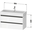 Duravit Ketho 2 wastafelonderbouwkast met 2 laden 98.4x46x54.9cm met grepen antraciet basalt mat SW772220