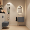 MONDIAZ TURE-DLUX 60cm toiletmeubel Dark Grey. EDEN wastafel Opalo positie links. Met 1 kraangat. SW1104290