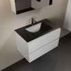 Mondiaz Aivy badmeubelset - 80x45x50cm - 1 kraangat - 1 wasbak urban Solid surface - Midden - 2 lades - Met spiegelkast - MDF Talc SW892292