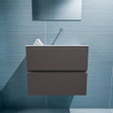 MONDIAZ ADA Toiletmeubel - 60x30x50cm - 0 kraangaten - 2 lades - dark grey mat - wasbak rechts - Solid surface - Wit SW472548