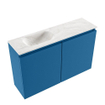 MONDIAZ TURE-DLUX 80cm toiletmeubel Jeans. EDEN wastafel Ostra positie links. Met 1 kraangat. SW1104900