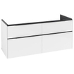 Villeroy & Boch Subway 3.0 wastafelonderkast 130x55x45cm met Volcano Black greep 1 sifonuitsparing spaanplaat Brilliant White SW701044