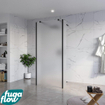 FugaFlow Eccelente Vetro Vrijstaande inloopdouche badkamer - 90x200cm - Glas mat - antikalk - 8mm veiligheidsglas - 2 zijwanden 30cm - met wandarmen en hoekprofielen - Zwart mat - SW1125905
