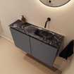 MONDIAZ TURE-DLUX 80cm toiletmeubel Dark Grey. EDEN wastafel Lava positie rechts. Zonder kraangat. SW1103770