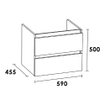 Saniclass Solution wastafelonderkast 60x46x50cm 2 softclose greeploze lades met 1 sifonuitsparing MFC Almond SW499421