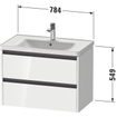 Duravit Ketho 2 wastafelonderbouwkast met 2 laden 78.4x45.5x54.9cm met grepen antraciet basalt mat SW772684