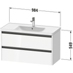 Duravit Ketho 2 wastafelonderbouwkast met 2 laden 98.4x45.5x54.9cm met grepen antraciet betongrijs mat SW772198