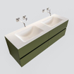 MONDIAZ VICA Badkamermeubelset - 150cm - 4 lades - wasbak Cloud dubbel - 0 kraangaten - solid surface army SW410118