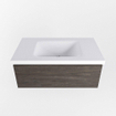 Mondiaz BUKLA Badkamermeubelset - 80x45x34cm - 0 kraangaten - wasbak midden - solid surface - Talc - greeploos - 1 lade - Melamine - Dark brown SW704854
