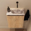 MONDIAZ TURE-DLUX 40cm toiletmeubel Washed Oak. EDEN wastafel Glace positie rechts. Zonder kraangat. SW1103570