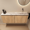 MONDIAZ TURE-DLUX 120cm toiletmeubel Washed Oak. EDEN wastafel Glace positie rechts. Zonder kraangat. SW1103644