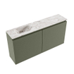 MONDIAZ TURE-DLUX 100cm toiletmeubel Army. EDEN wastafel Glace positie links. Met 1 kraangat. SW1103178
