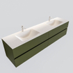 MONDIAZ VICA Badkamermeubelset - 200cm - 4 lades - wasbak Cloud dubbel - 2 kraangaten - solid surface army SW410440