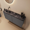 MONDIAZ TURE-DLUX 100cm toiletmeubel Dark Grey. EDEN wastafel Lava positie links. Zonder kraangat. SW1103774