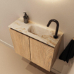 MONDIAZ TURE-DLUX 60cm toiletmeubel Washed Oak. EDEN wastafel Frappe positie rechts. Met 1 kraangat. SW1103083
