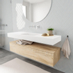 MONDIAZ ALAN 150cm - onderkast - washed oak - 1 lade - vrijhangende wastafel - wasbak midden - 0 kraangaten - talc SW408596