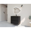 HR badmeubelen Infinity XXL 3D Badkamermeubelset - 80 cm - 1 keramische wasbak djazz mat zwart - 1 kraangat - 2 lades - mat zwart SW863448