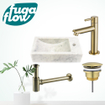 FugaFlow Eccelente Arredo fonteinset - 22x40x10cm - 1 kraangat - rechts - marmer - fonteinkraan messing geborsteld - wit - SW1125283