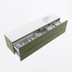 Mondiaz VICA Badkamermeubelset - 200cm - army - 4 lades - Wastafel MOON - rechts - zonder kraangat - kleur talc - XL versie 60cm hoog SW1189229