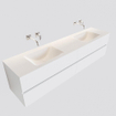 MONDIAZ VICA Badkamermeubelset - 200cm - 4 lades - wasbak Cloud dubbel - 0 kraangaten - solid surface talc SW410351