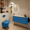 MONDIAZ TURE-DLUX 120cm toiletmeubel Jeans. EDEN wastafel Ostra positie links. Met 1 kraangat. SW1104879