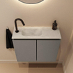 MONDIAZ TURE-DLUX 60cm toiletmeubel Smoke. EDEN wastafel Opalo positie links. Met 1 kraangat. SW1104554