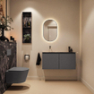 MONDIAZ TURE-DLUX 100cm toiletmeubel Dark Grey. EDEN wastafel Lava positie links. Zonder kraangat. SW1103774