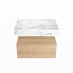 MONDIAZ ALAN - DLUX Badkamermeubelset - 70cm - onderkast - Washed Oak - 1 lade - vrijhangende wastafel - wasbak midden - 1 kraangat - Glace SW808918