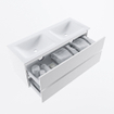 MONDIAZ VICA 120cm badmeubel onderkast Talc 2 lades. Wastafel CLOUD dubbel zonder kraangat, kleur Talc. SW1381898