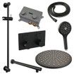 BRAUER Black Edition Thermostatische Regendouche inbouw - drukknoppen - SET 68 - 30cm hoofddouche - rechte muurarm - 3 standen handdouche - doucheslang - geïntegreerde glijstang - zwart mat SW925744