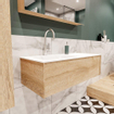 MONDIAZ LUSH Badkamermeubelset - 100cm - 1 lade - wastafel cloud - wasbak links - 1 kraangat - washed oak SW409367