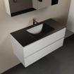 Mondiaz Aivy badmeubelset - 100x45x50cm - 1 kraangat - 1 wasbak urban Solid surface - Midden - 2 lades - Met spiegelkast - MDF Talc SW892115