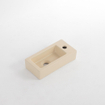QeramiQ Fuente Fonteinset - 37.5x18.5x9cm - keramiek - kraangat rechts - fonteinkraan geborsteld koper - afvoerplug - verlaagd sifon - Mat Beige SW1232775