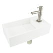 Differnz Solid fonteinset - 36x18.5x9cm - Rechthoek - 1 kraangat - Chroom - Solid Surface Wit SW76048