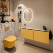 MONDIAZ TURE-DLUX 120cm toiletmeubel Ocher. EDEN wastafel Glace positie links. Met 1 kraangat. SW1103413