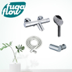 FugaFlow Eccelente Sobrado Badkamer Thermostatische badkraan met ronde handdouche, handdouchehouder en gladde doucheslang chroom SW1124124