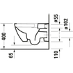 Duravit HappyD 2 wandcloset diepspoel spoelrandloos met verdekte bevestiging 36.5x54cm met wondergliss wit SW54347