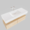 MONDIAZ ALAN 120cm - onderkast - washed oak - 2 lades - vrijhangende wastafel - wasbak midden - 0 kraangaten - talc SW408433